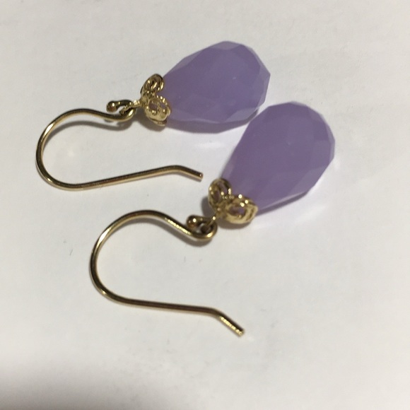 ROSS-SIMONS GOLD PLATED PURPLE JADEITE EARRINGS - Picture 7 of 8